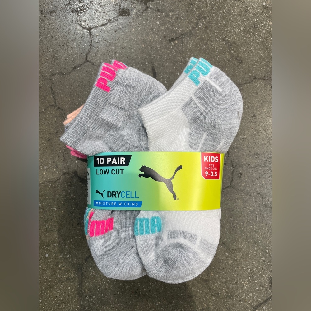 Puma Youth Low Cut Sock, 10 pair Pink/White